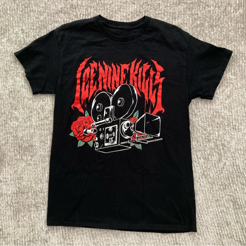 Ice Nine Kills Horror Film Graphic Tee | Medium | Band T-Shirt | Black Red Rose